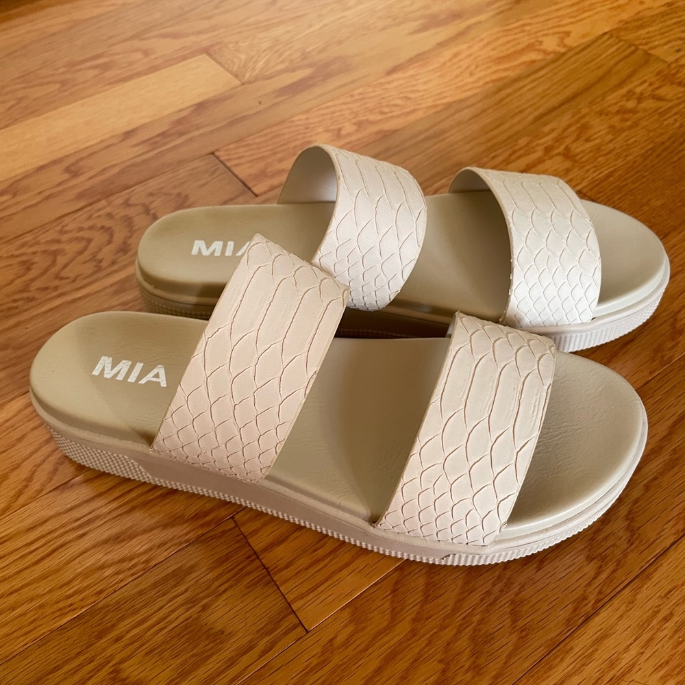 Ivory MIA Snake Print Slide Sandals